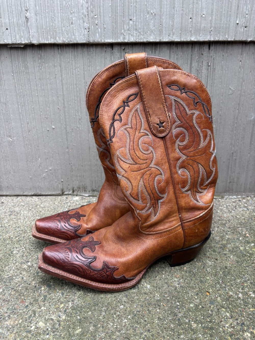 Tony Lama Womens Santa Fe Leather Western Boots Brown Women’s Size 6.5
